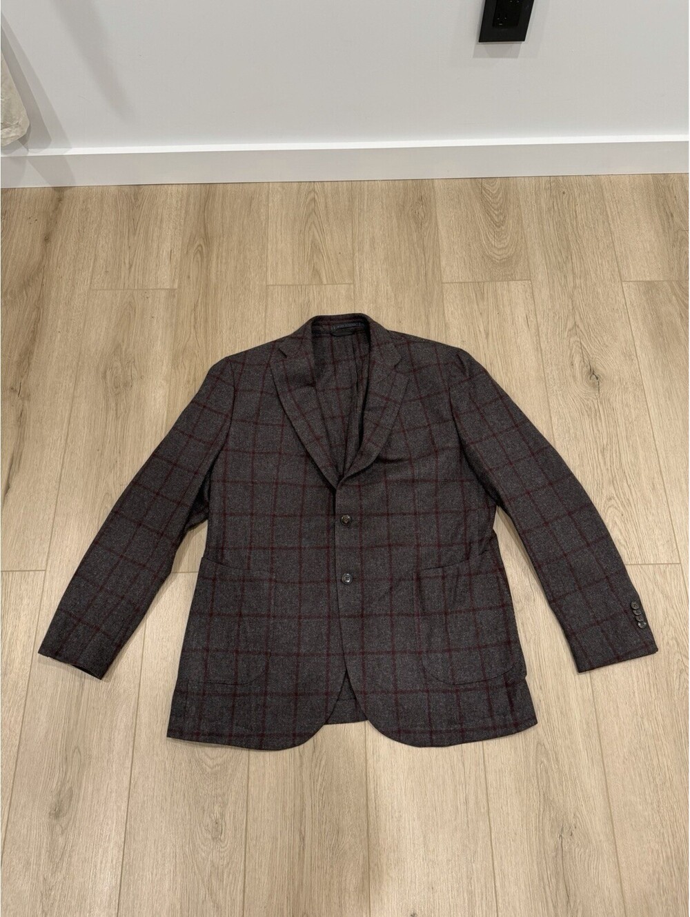 LBM 1911 Limited Edition Blazer 42? Grey Red Plaid Wool Cashmere Italy